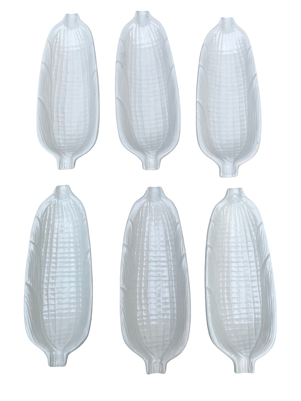 VTG Corn on the Cob Dishes White Ceramic Set Of 6 Table Dinner California USA